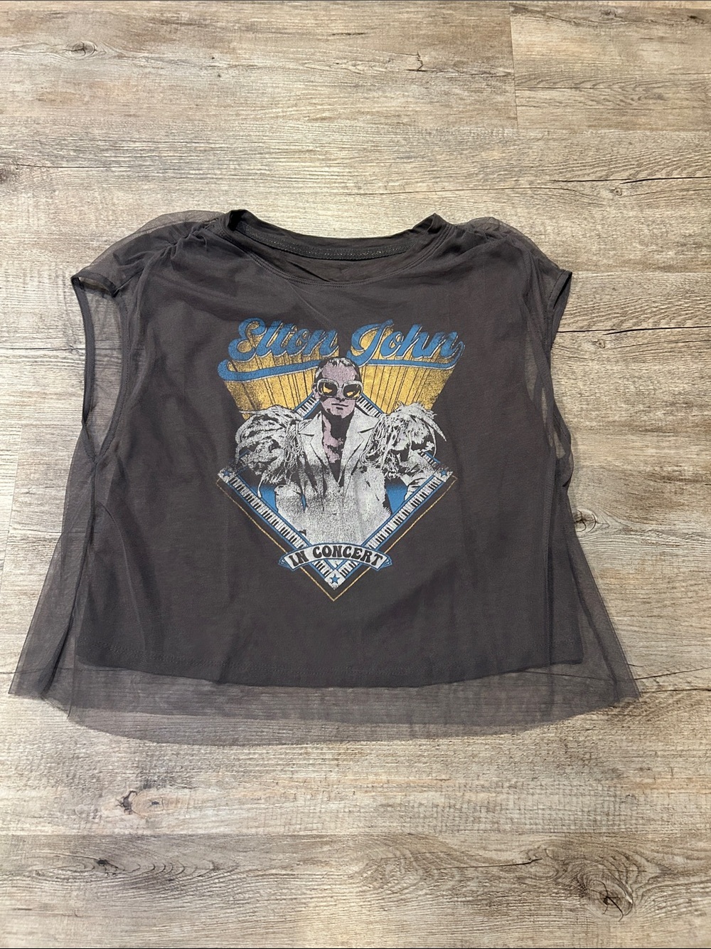 Pilcro Elton John Shirt Anthropologie Size XS SHEER overlay- unique